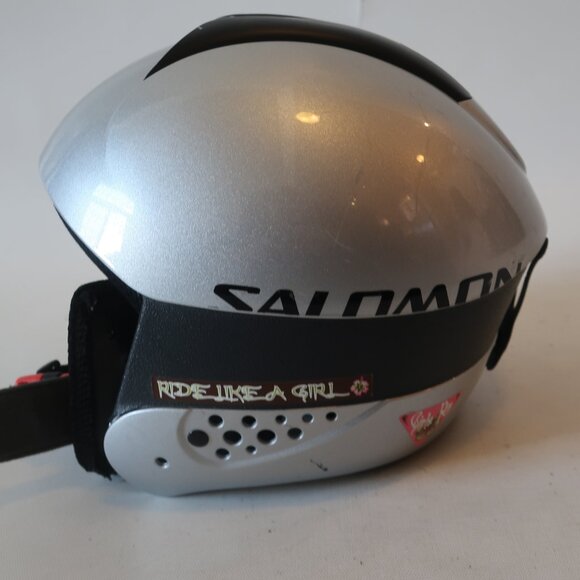 Kids Girls/Boys Salomon Silver/Black Helmet Size S - Picture 3 of 7